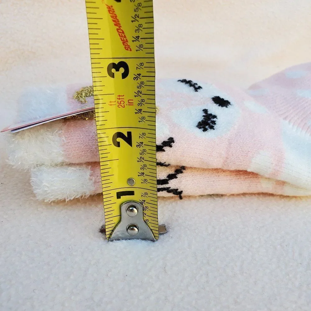 Justice pink and white reindeer slipper socks